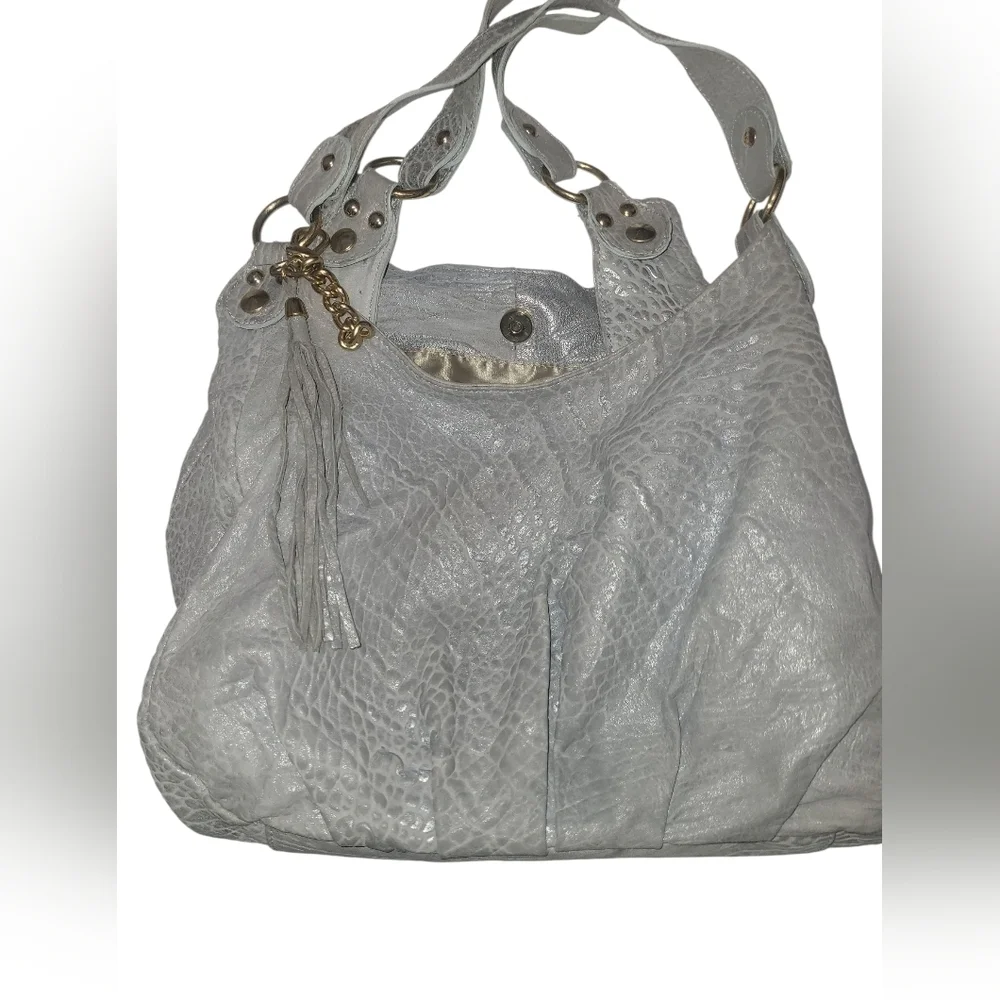 Cynthia Rowley White Textured Hobo Bag made in ITALY